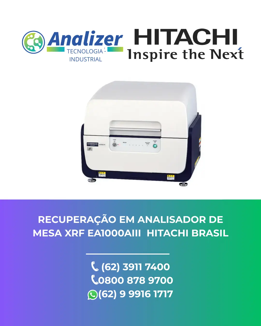 AJUSTE ANALISADOR DE MESA XRF EA1000AIII HITACHI BRASIL