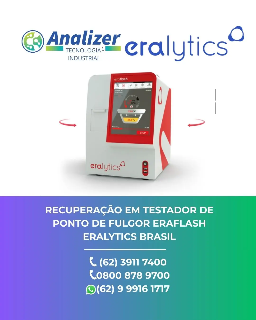 AJUSTE DE TESTADOR DE PONTO DE FULGOR ERAFLASH ERALYTICS BRASIL