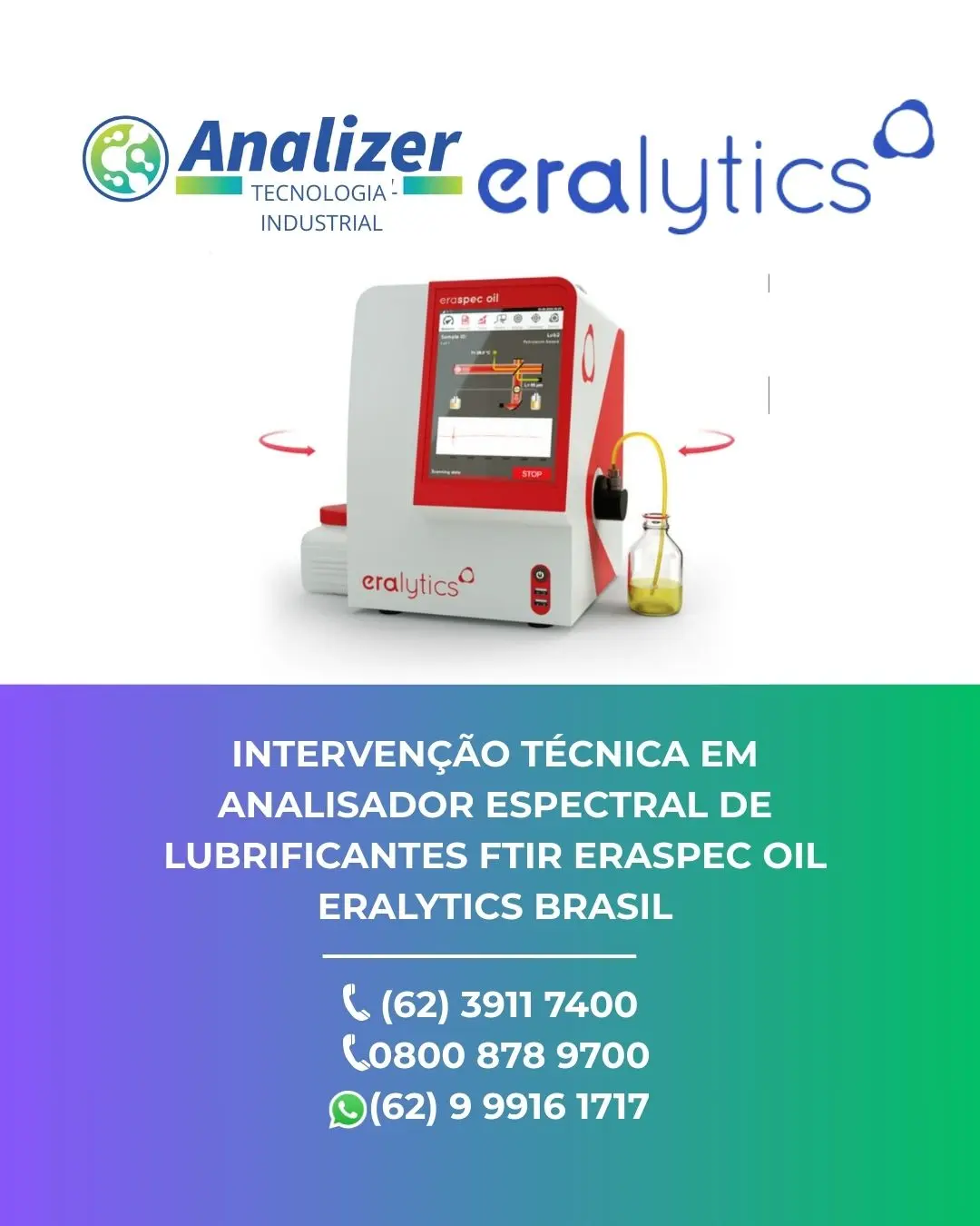 AJUSTE EM ANALISADOR ESPECTRAL DE LUBRIFICANTES FTIR ERASPEC OIL ERALYTICS BRASIL