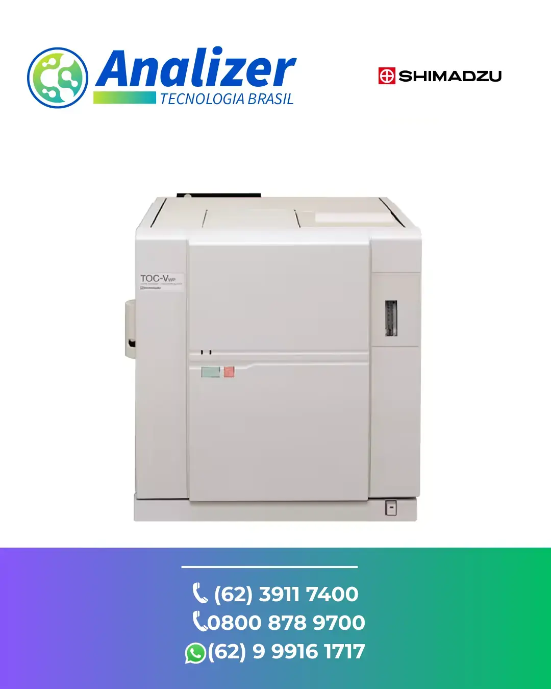 AJUSTE EM ANALISADOR TOC DE OXIDACAO UMIDA TOC VWP SHIMADZU BRASIL