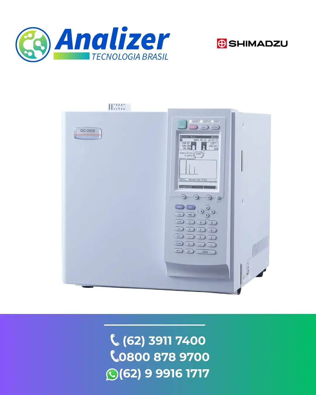 AJUSTE EM CROMATOGRAFO DE GASES GC 2025 SHIMADZU BRASIL