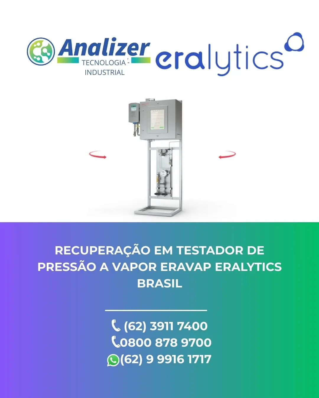 AJUSTE EM TESTADOR DE PRESSÃO A VAPOR ERAVAP ERALYTICS BRASIL