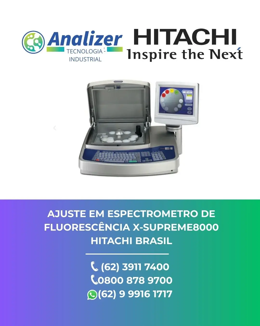 ASSISTÊNCIA ESPECTROMETRO DE FLUORESCÊNCIA X SUPREME8000 HITACHI BRASIL