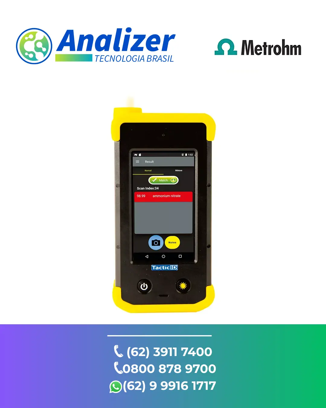 ASSISTÊNCIA TÉCNICA EQUIPAMENTOS ESPECTROSCOPIA RAMAN TACTICID MOBILE FLEX METROHM BRASIL