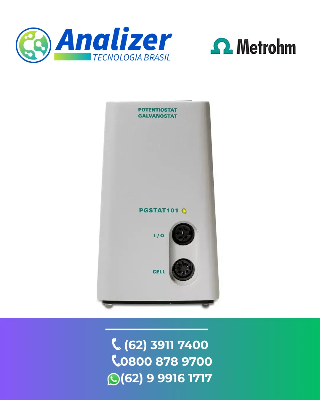 ASSISTÊNCIA TÉCNICA EQUIPAMENTOS POTENCIOSTATO GALVANOSTATO PORTATIL AUTOLAB PGTAT101 METROHM BRASIL