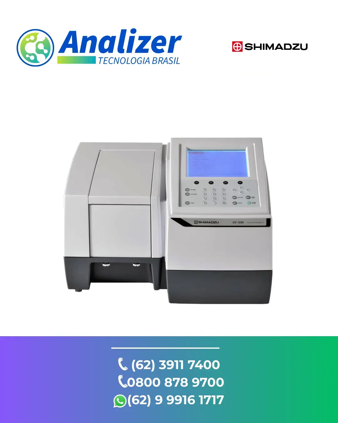 ASSISTÊNCIA TÉCNICA ESPECTROFOTOMETRO UV 1280 ANALISE UV VIS SHIMADZU BRASIL