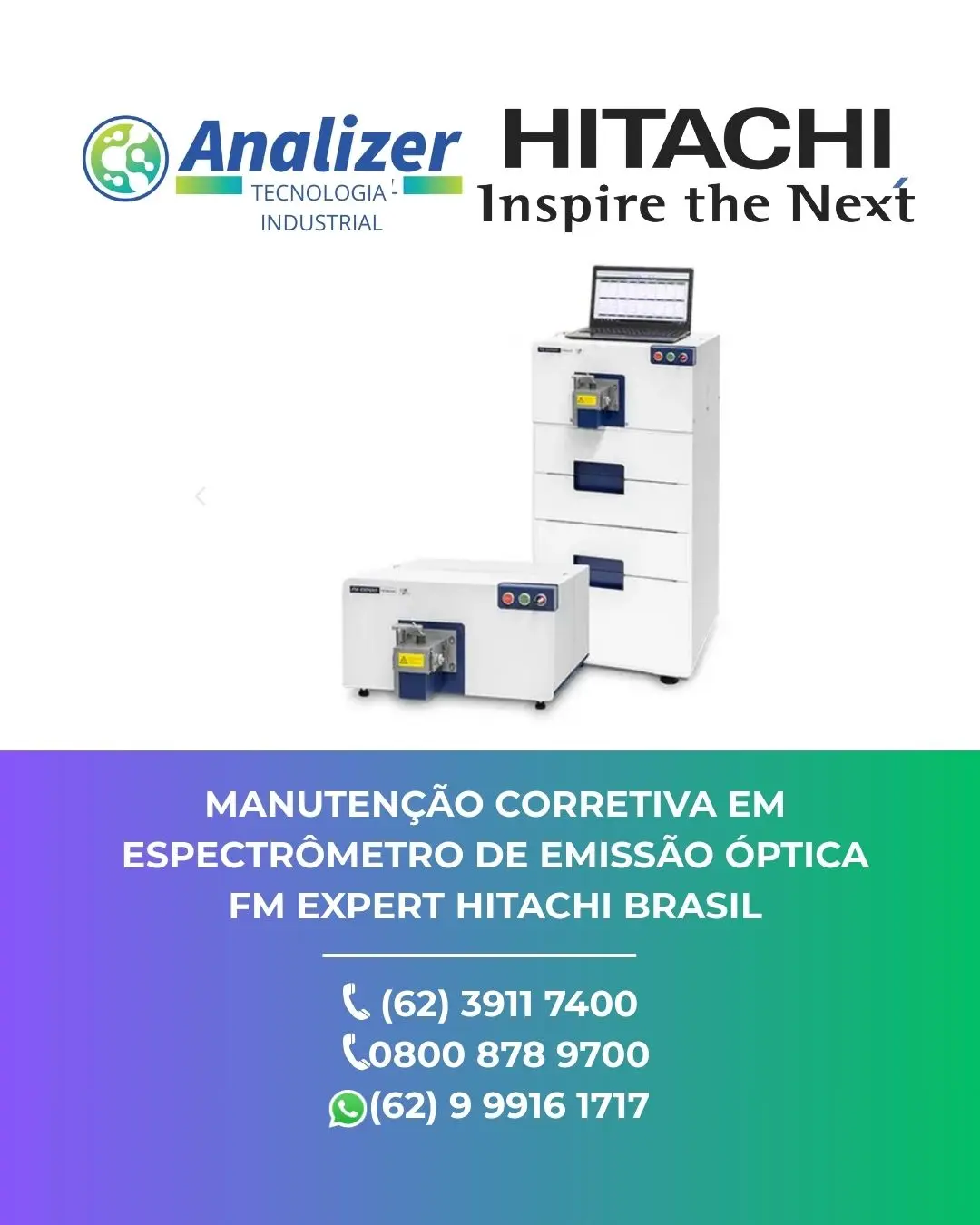 INTERVENÇÃO ESPECTRÔMETRO DE EMISSÃO ÓPTICA FM EXPERT HITACHI BRASIL