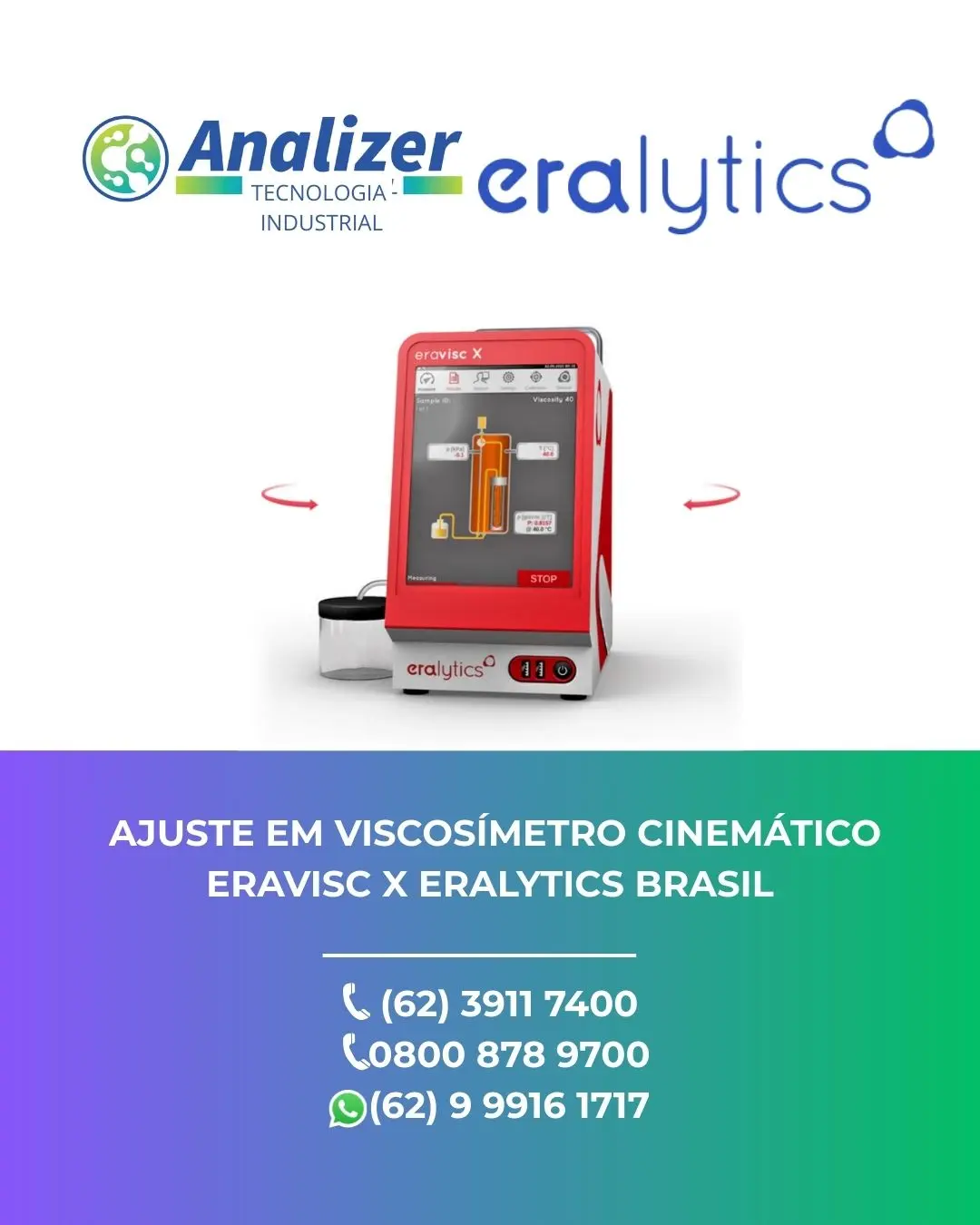 MANUTENÇÃO EM VISCOSÍMETRO CINÁTICO ERAVISC X ERALYTICS BRASIL