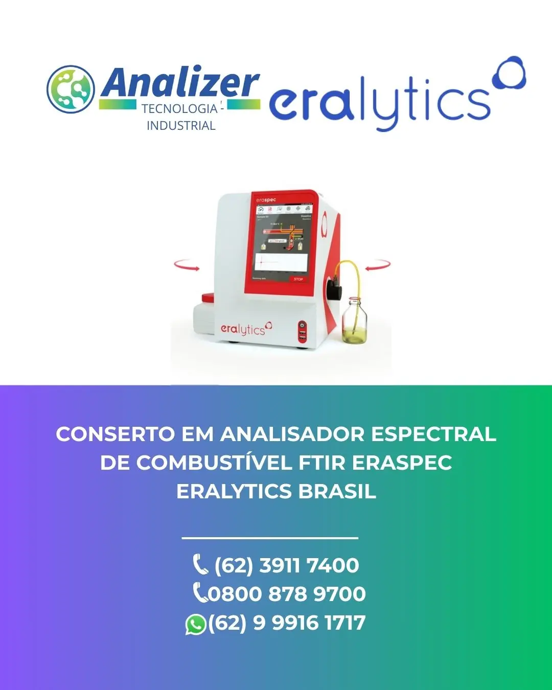 REPARO EM ESPECTRAL DE COMBUSTÍVEL FTIR ERASPEC ERALYTICS BRASIL