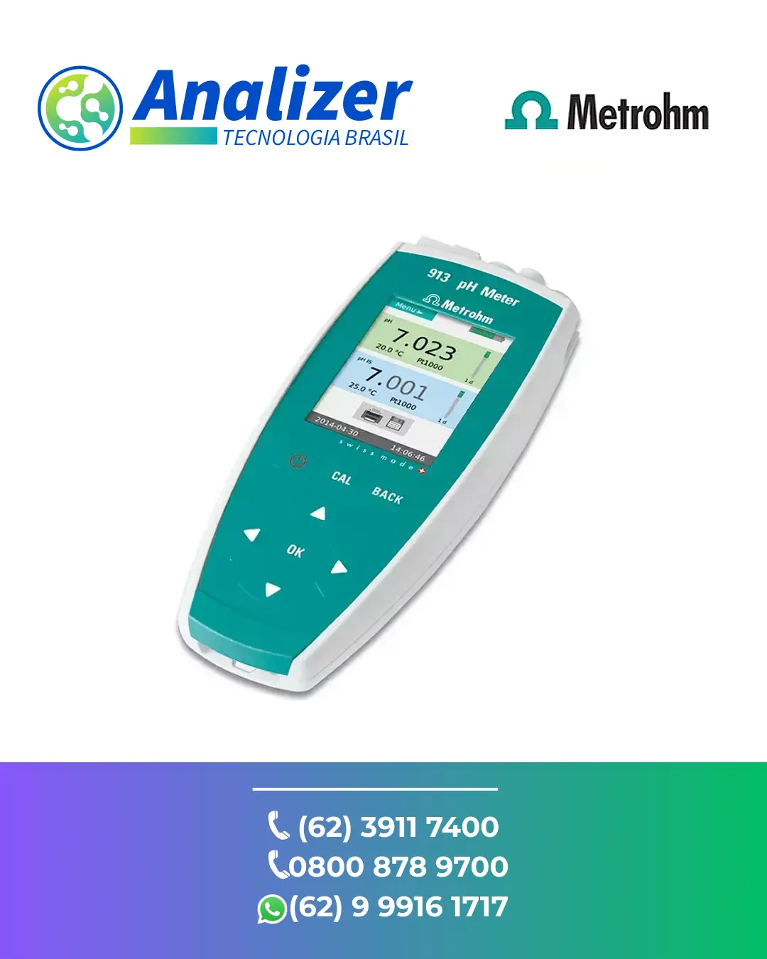 REPARO EM MEDIDOR DE PH PORTATIL 913 METROHM BRASIL