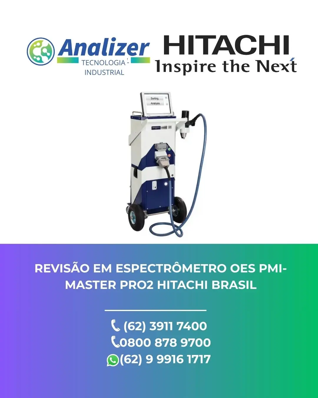 REPARO ESPECTRÔMETRO OES PMI MASTER PRO2 HITACHI BRASIL