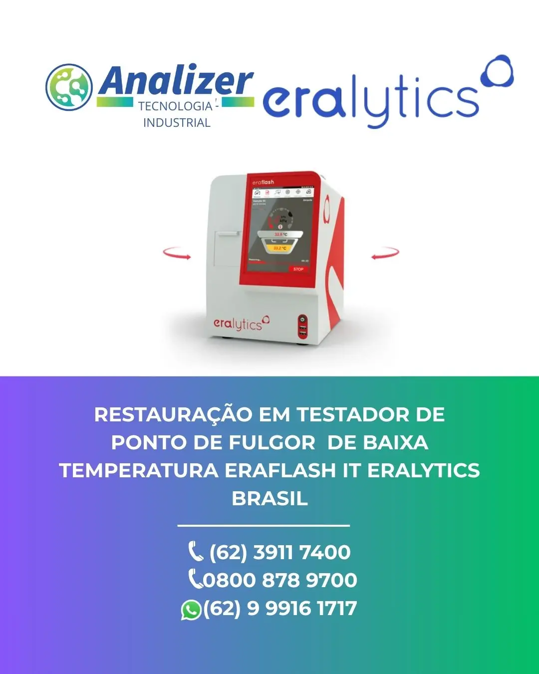 REPARO TESTADOR DE PONTO DE FULGOR DE BAIXA TPERATURA ERAFLASH IT ERALYTICS TESTADOR DE PONTO DE FULGOR DE BAIXA TEMPERATURA ERAFLASH IT ERALYTICS BRASIL