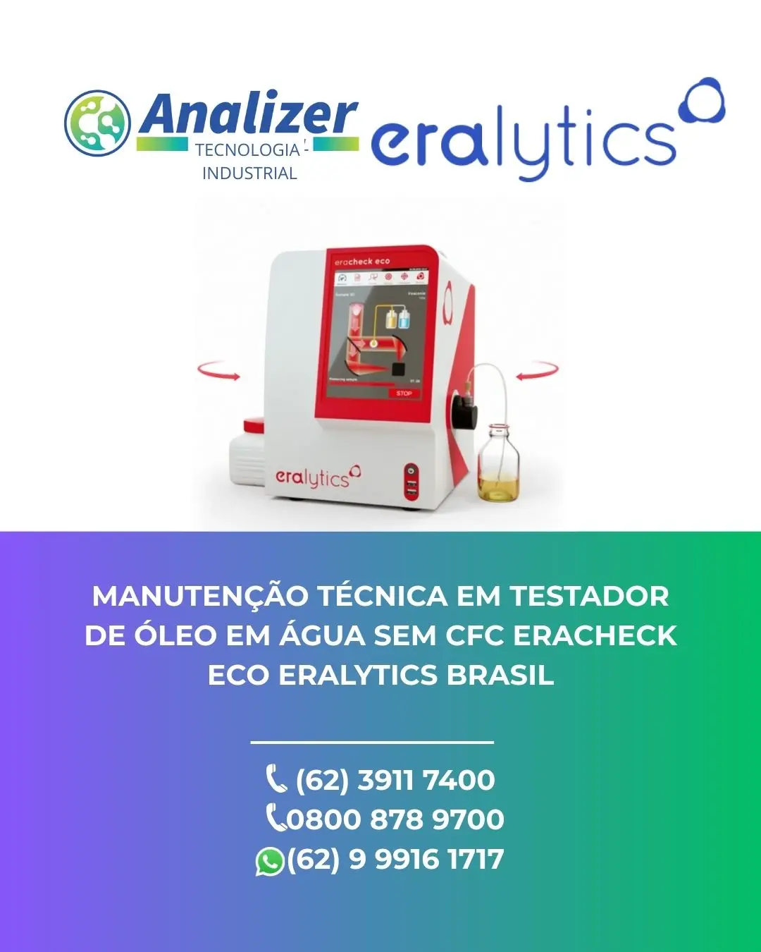 REPARO TESTADOR DE ÓLEO ÁGUA S CFC ERACHECK ECO ERALYTICS BRASIL
